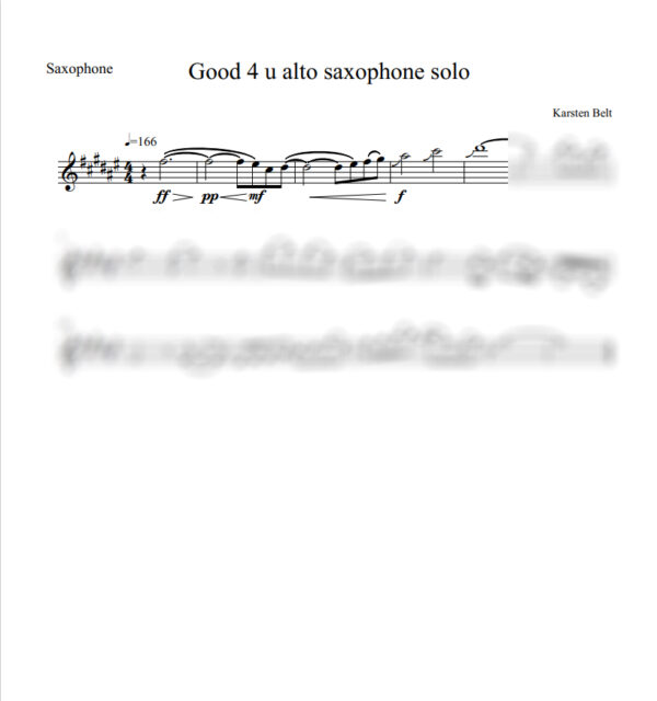 Preview of sheet music for Karsten Belt's saxophone solo to Good 4 u